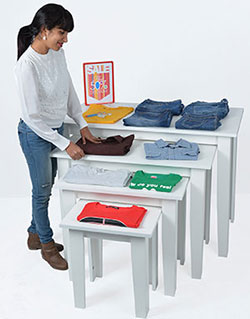 White retail display tables