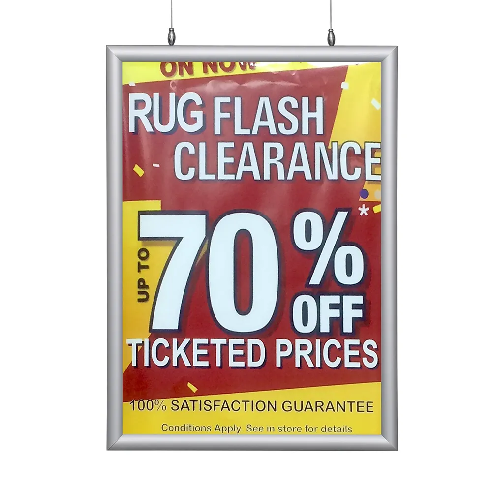 Double Sided Clip Frame Poster Holder - A2 Silver